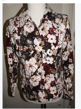 Christopher & Banks Floral Button-Down corduroy jacket size XL